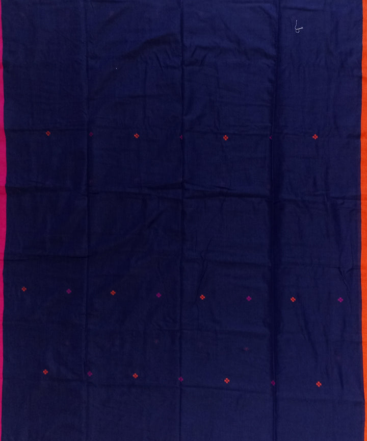 Navy blue red cotton handloom bengal saree