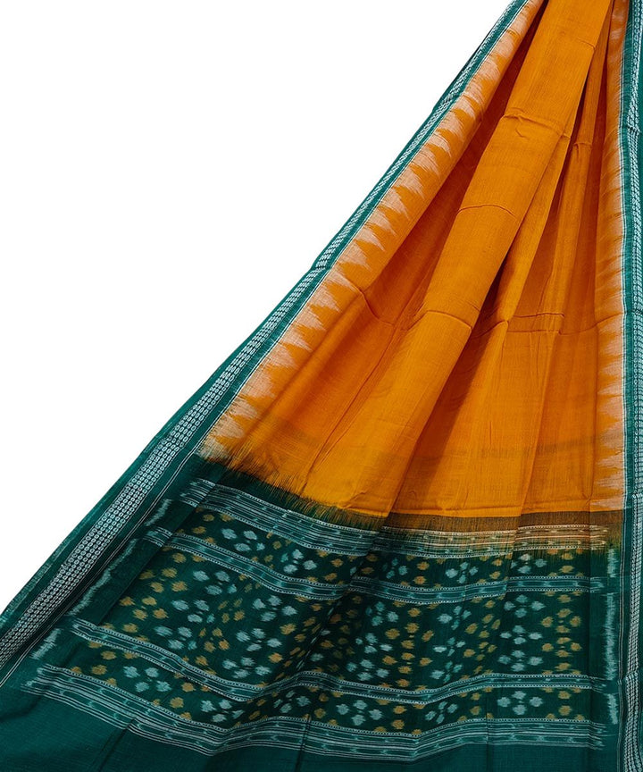 Yellow green handwoven cotton sambalpuri dupatta