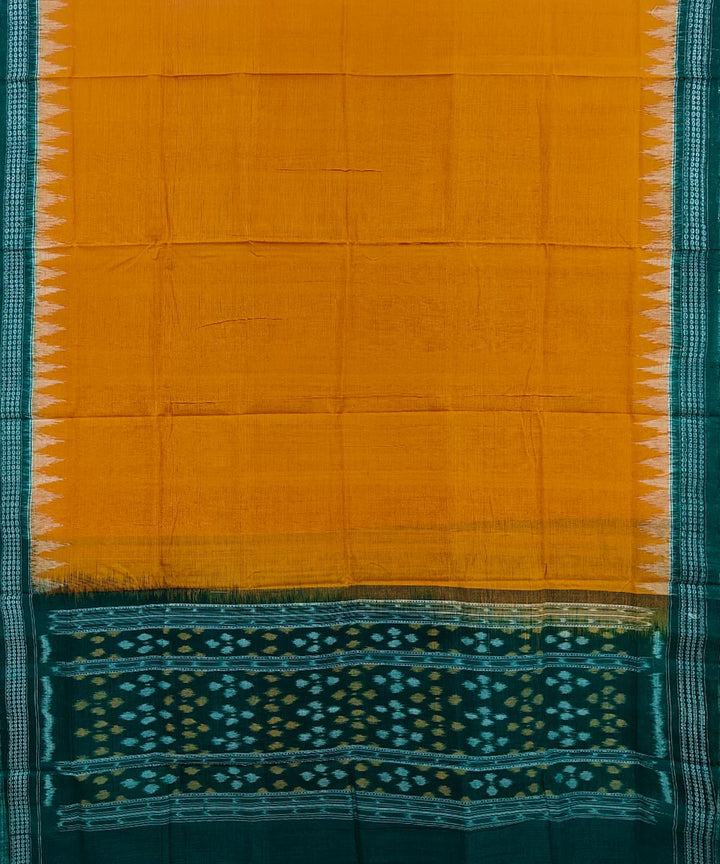 Yellow green handwoven cotton sambalpuri dupatta