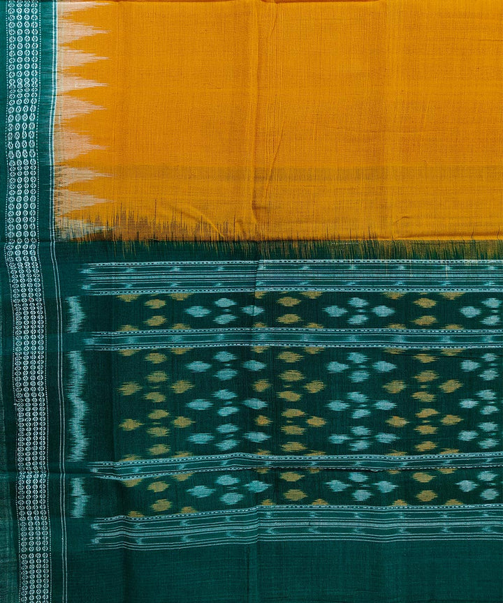 Yellow green handwoven cotton sambalpuri dupatta