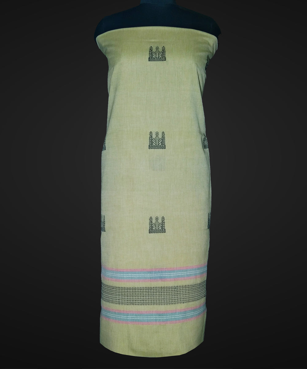 2.5 mtr lime green handwoven cotton bomkai kurta material