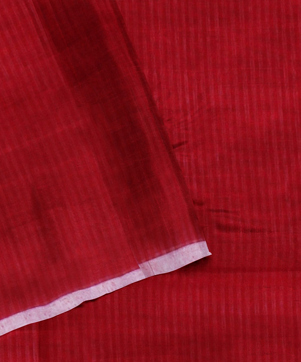 Red handwoven cotton bengal saree