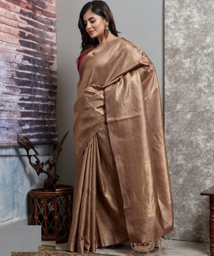 Beige chhatisgarh handwoven tussar silk saree