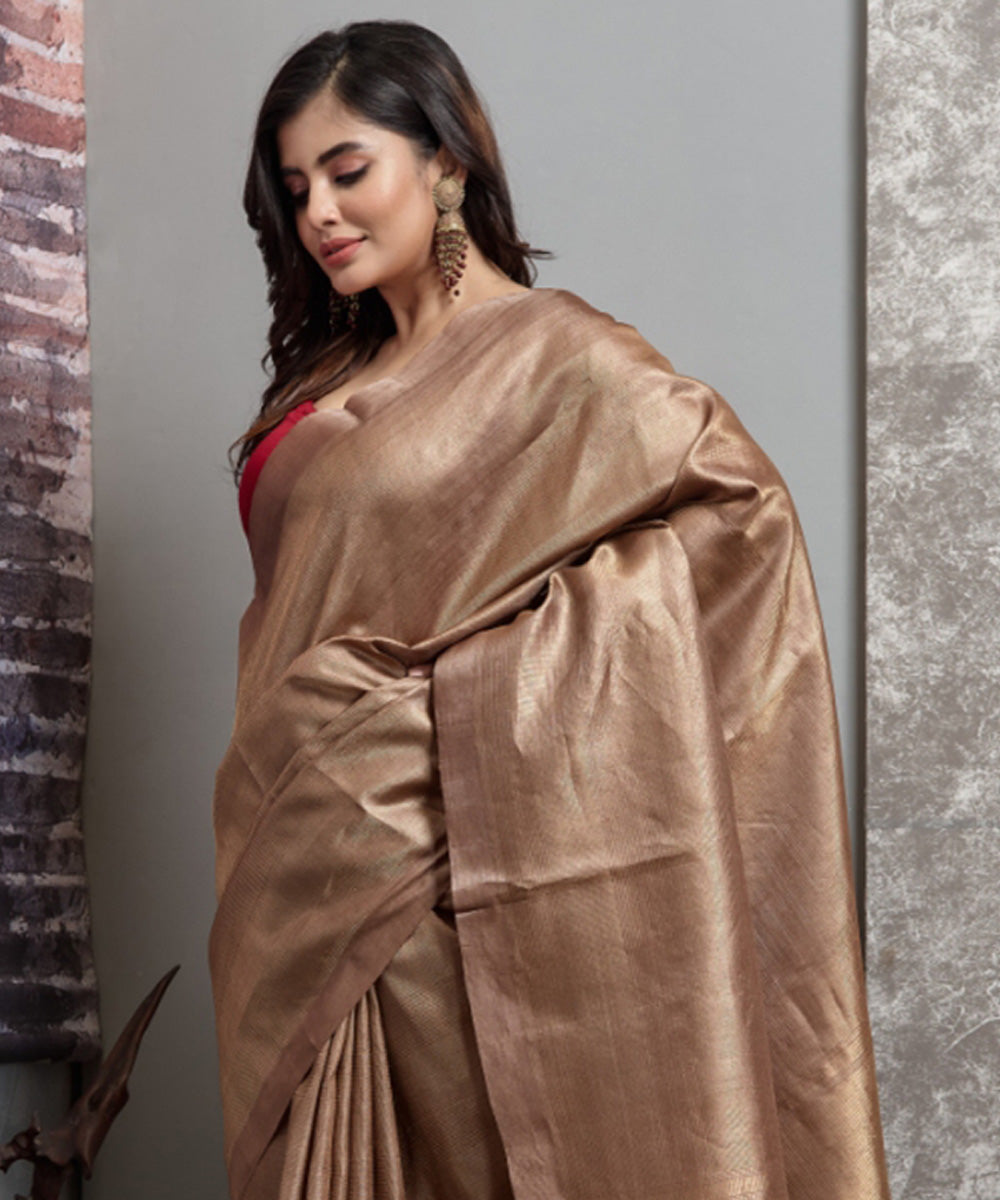 Beige chhatisgarh handwoven tussar silk saree