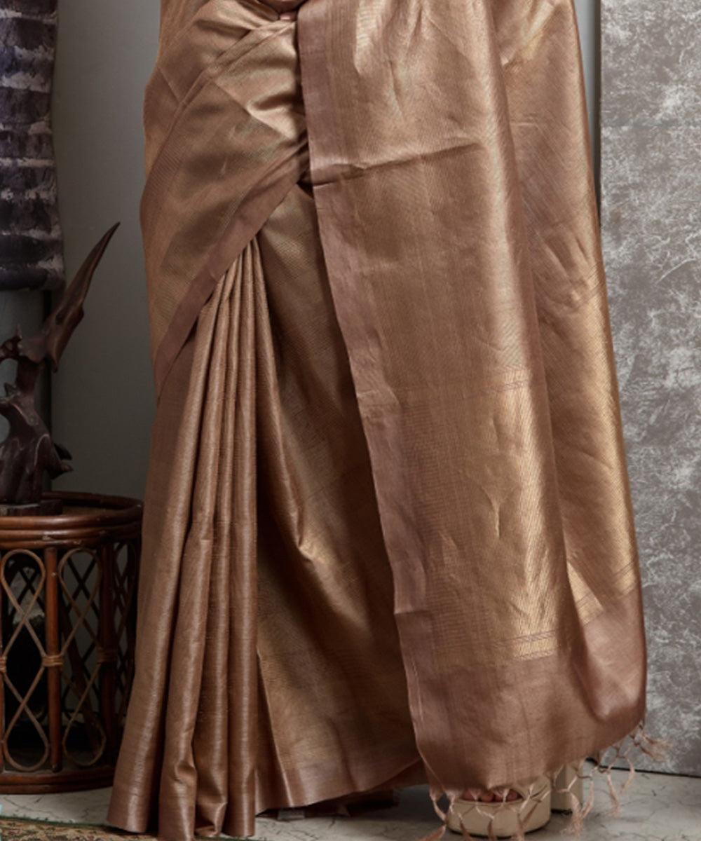 Beige chhatisgarh handwoven tussar silk saree