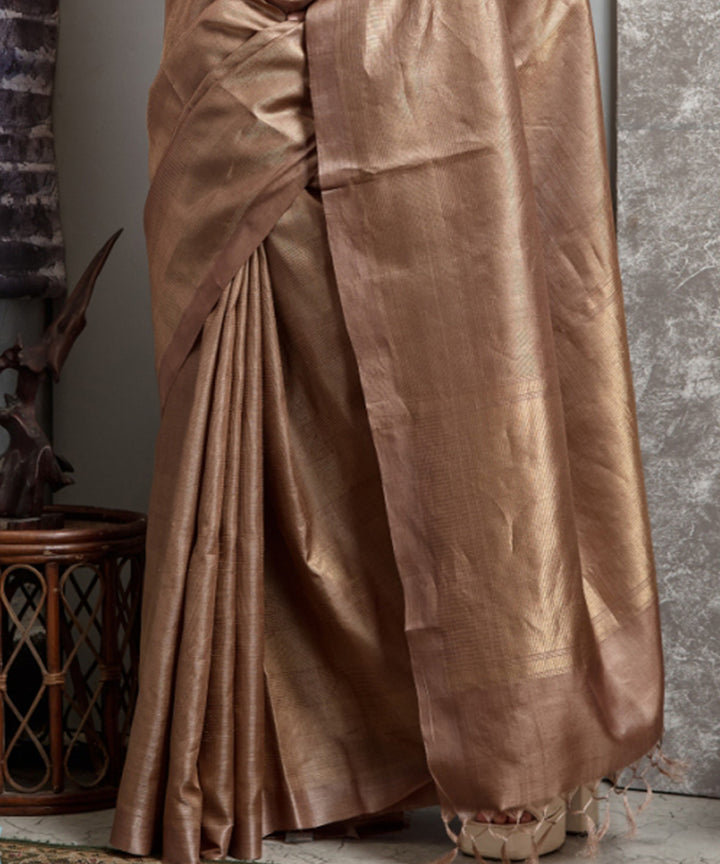 Beige chhatisgarh handwoven tussar silk saree