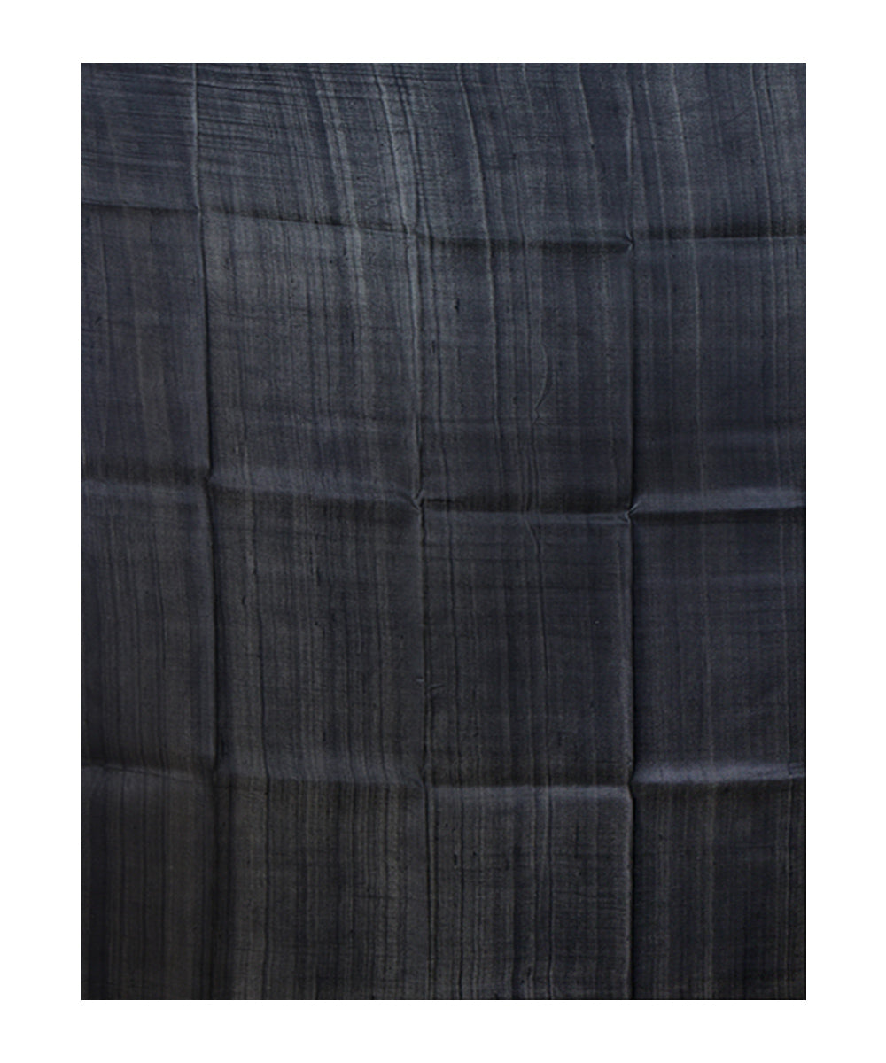 Navy blue Black block print handprinted silk saree