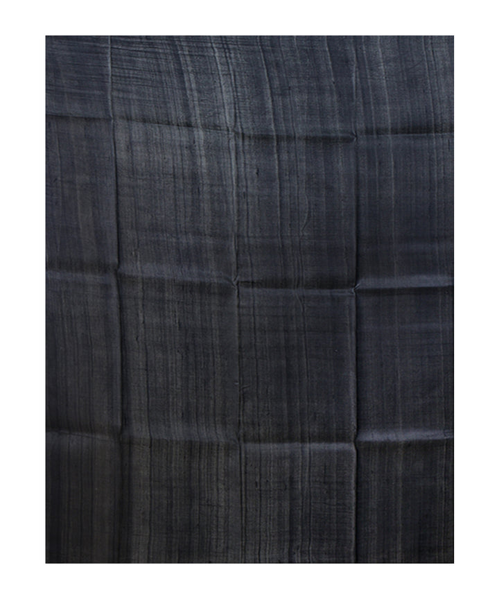 Navy blue Black block print handprinted silk saree