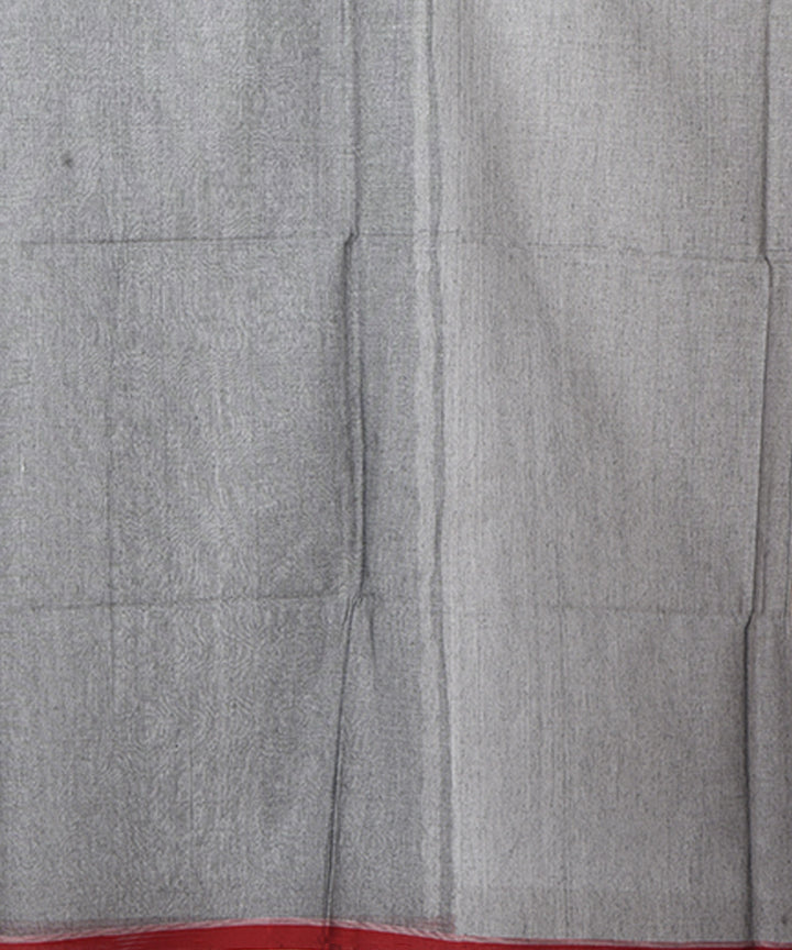 Grey red handloom shantipuri cotton saree