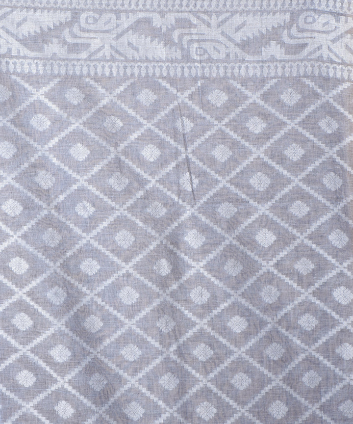 Lavender offwhite cotton handwoven jamdani saree