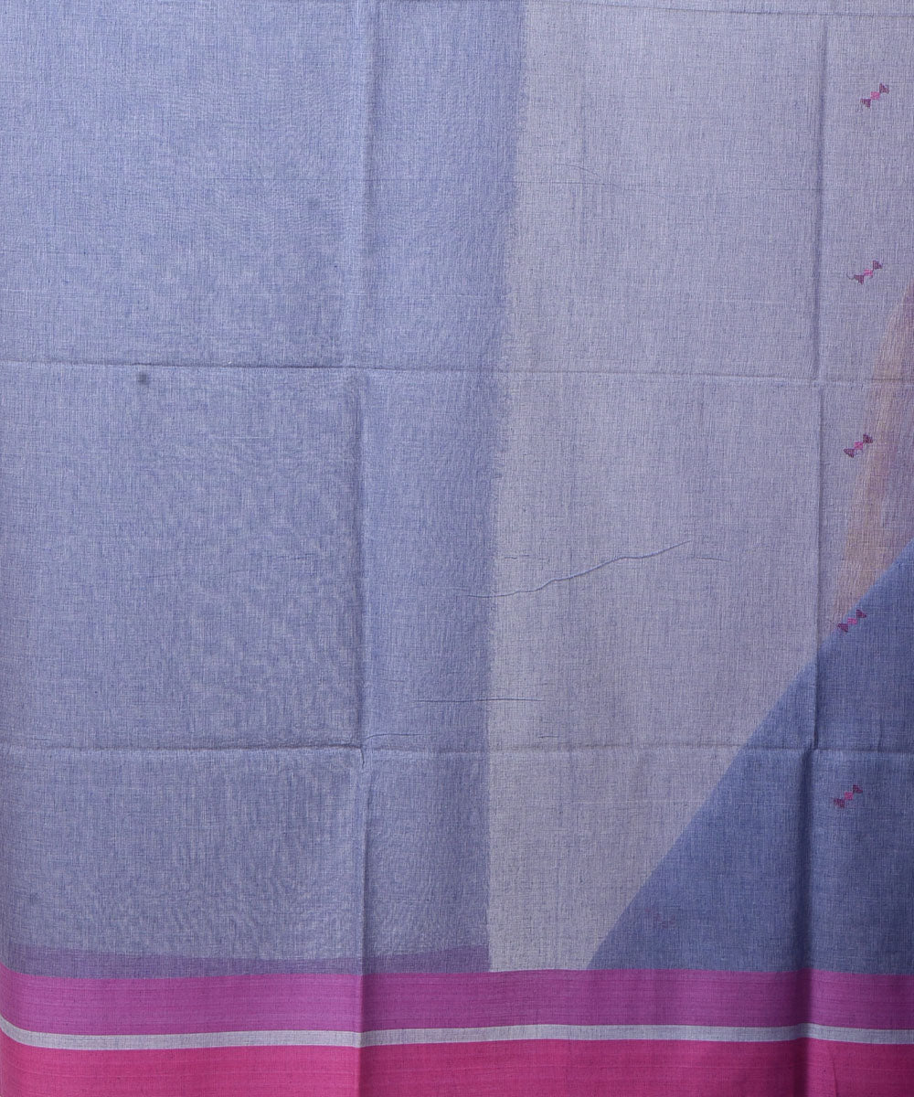 Lavender pink handloom cotton shantipuri saree