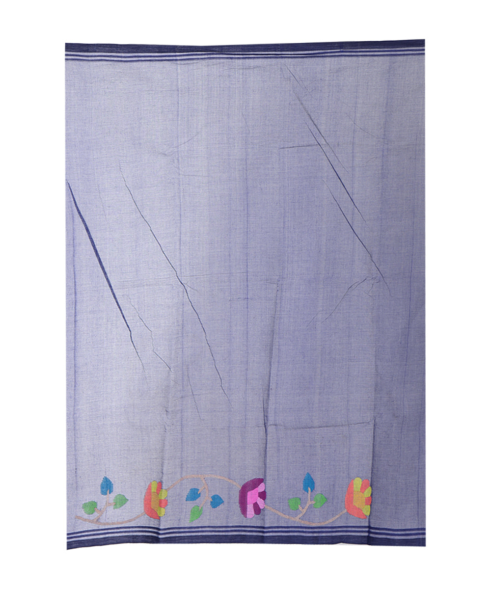 Navy blue multicolor handwoven cotton saree