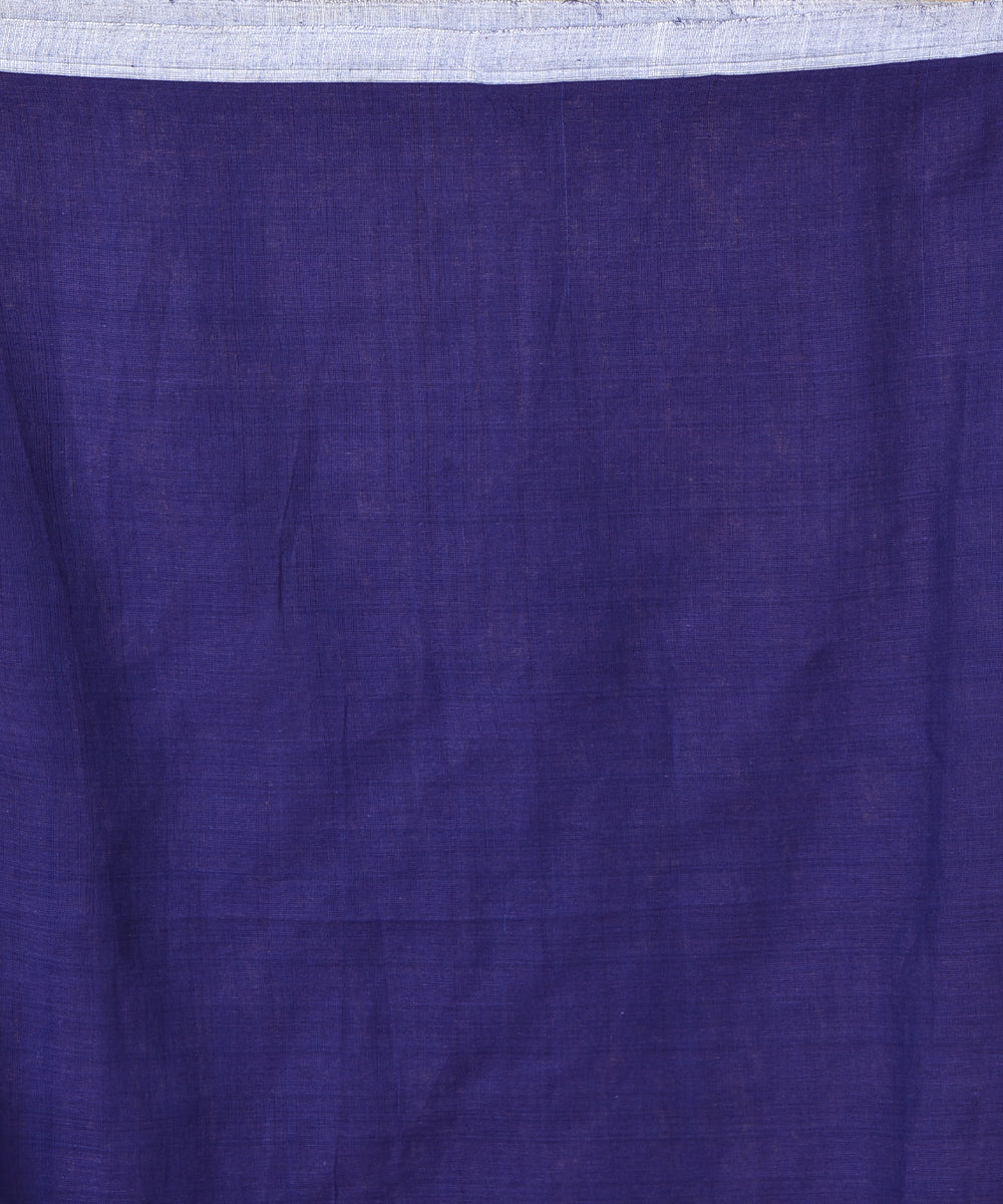 Navy blue offwhite cotton handwoven jamdani saree