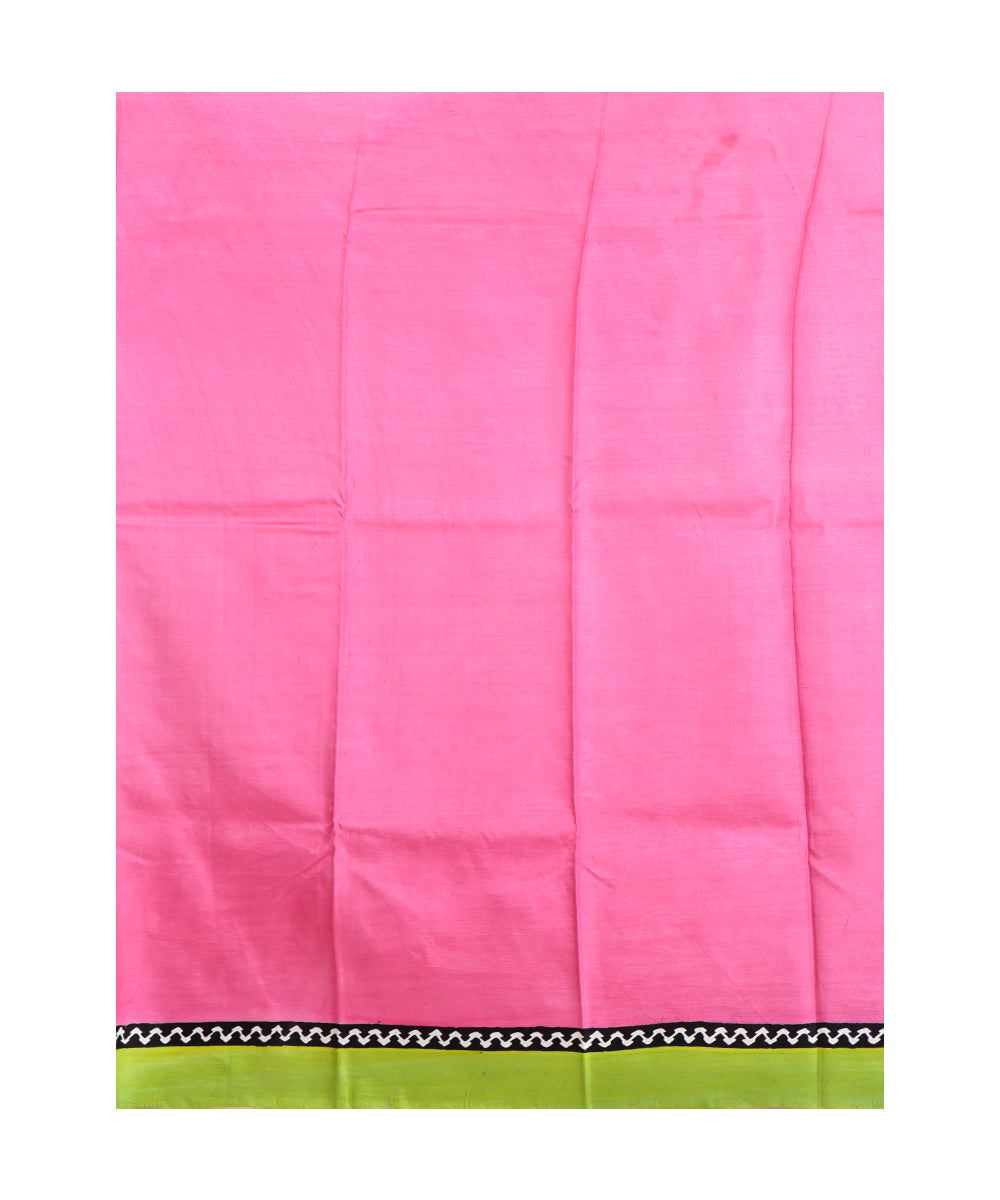 White multicolor silk hand printed saree