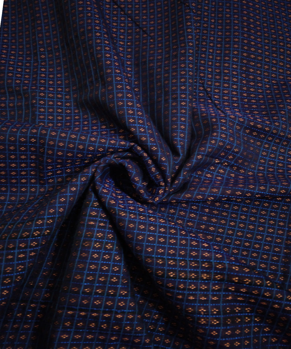 Blue lines with orange motif khun kuppasa fabric