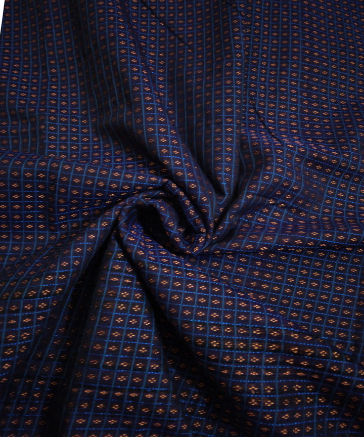 Blue lines with orange motif khun kuppasa fabric