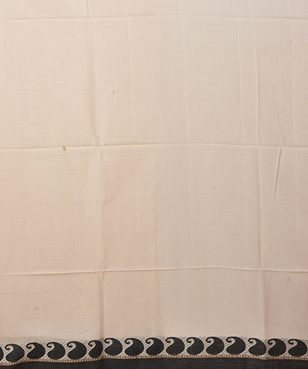 Beige black cotton handloom shantipuri saree