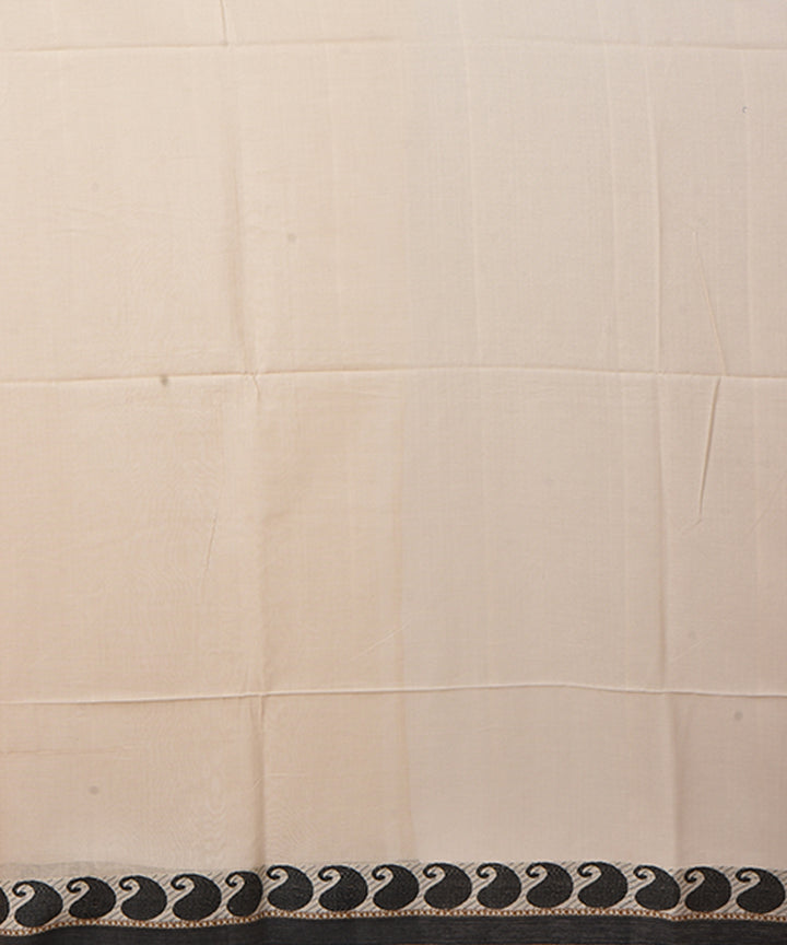 Beige black cotton handloom shantipuri saree