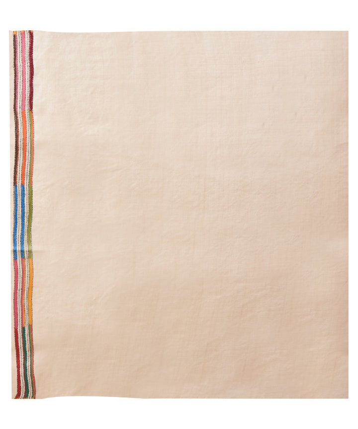 Beige all over tussar silk hand kantha stitched saree