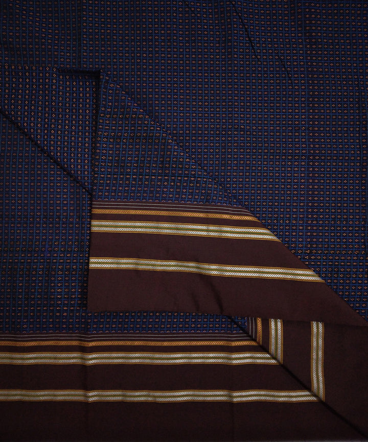 Blue lines with orange motif khun kuppasa fabric