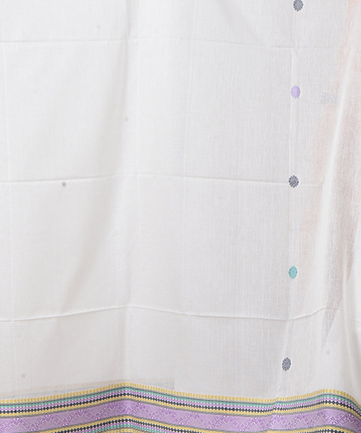 White multicolor handloom shantipuri cotton saree