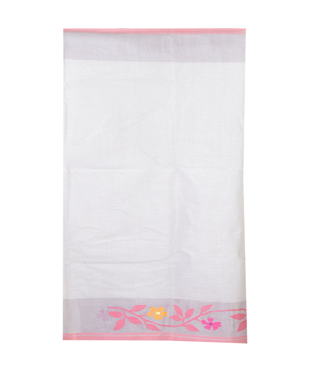 Grey multicolor handwoven cotton saree