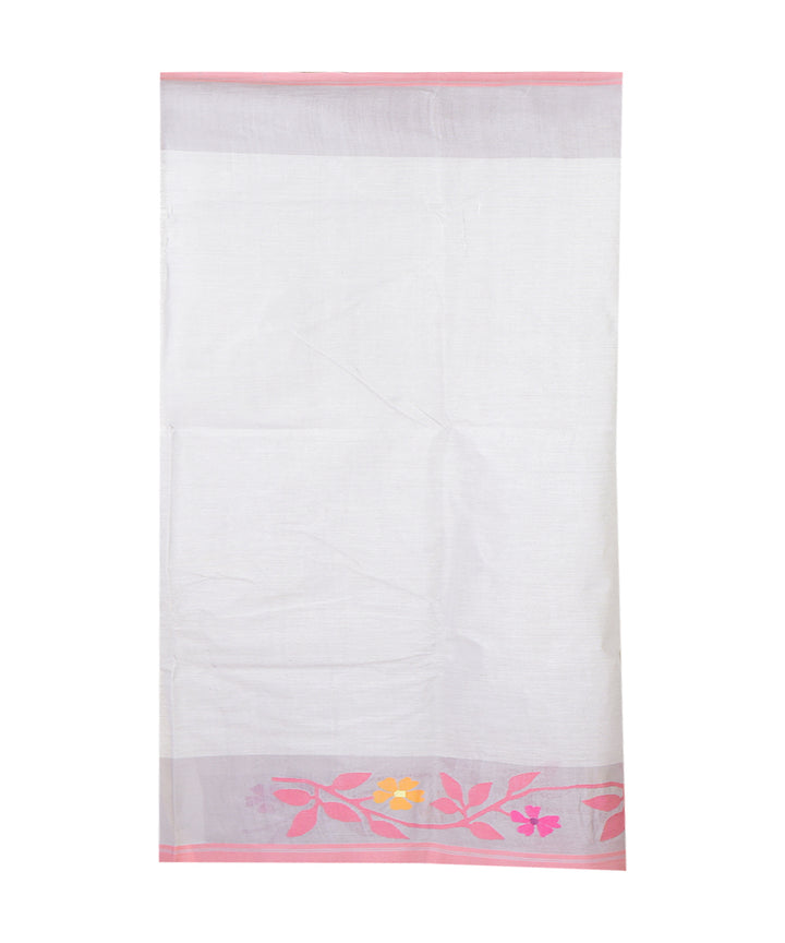Grey multicolor handwoven cotton saree