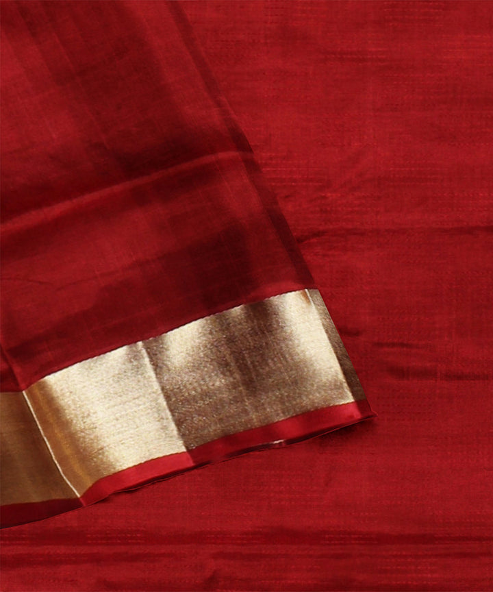 Dark green red pallu silk handloom karnataka saree