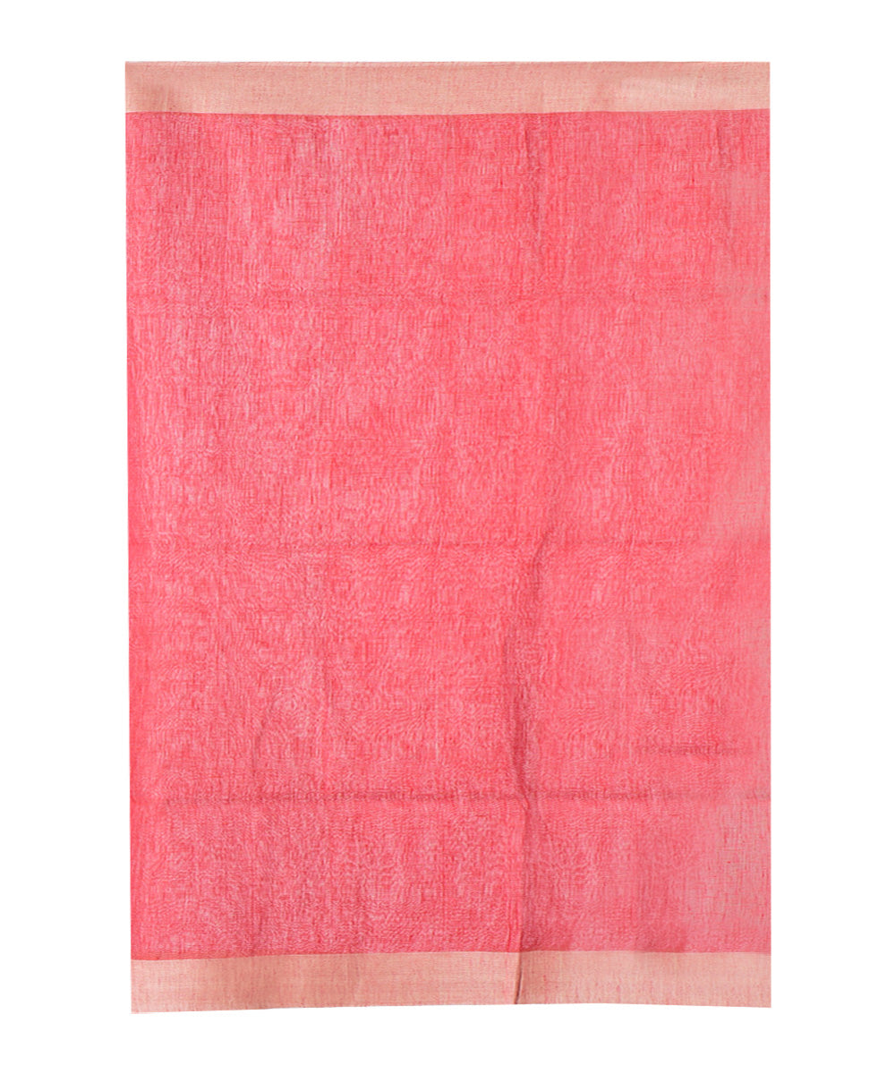 Red white handwoven cotton saree