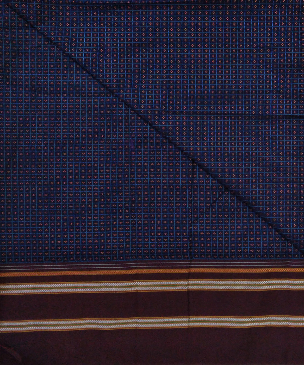 Blue lines with orange motif khun kuppasa fabric