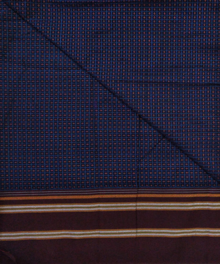 Blue lines with orange motif khun kuppasa fabric