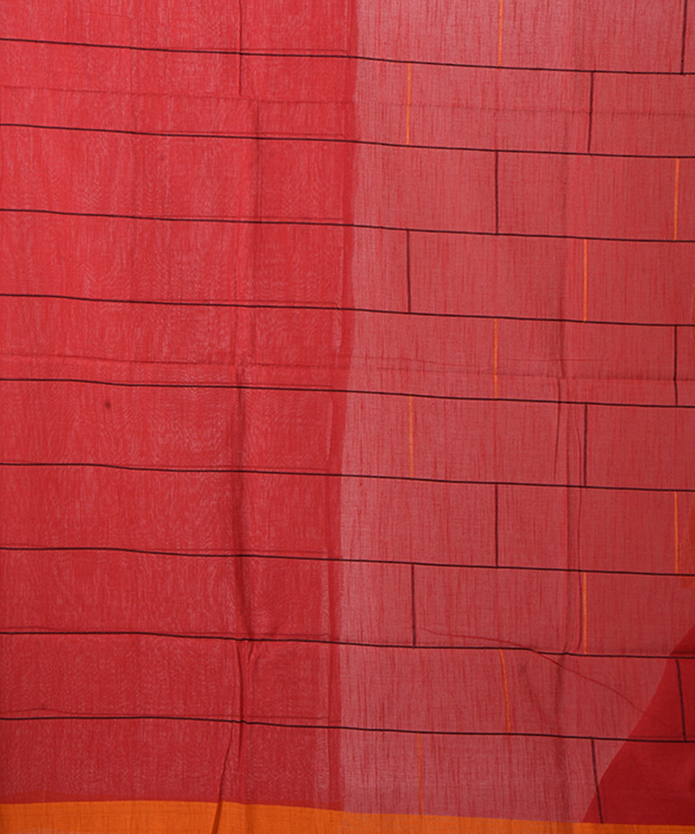 Red handloom cotton shantipuri saree