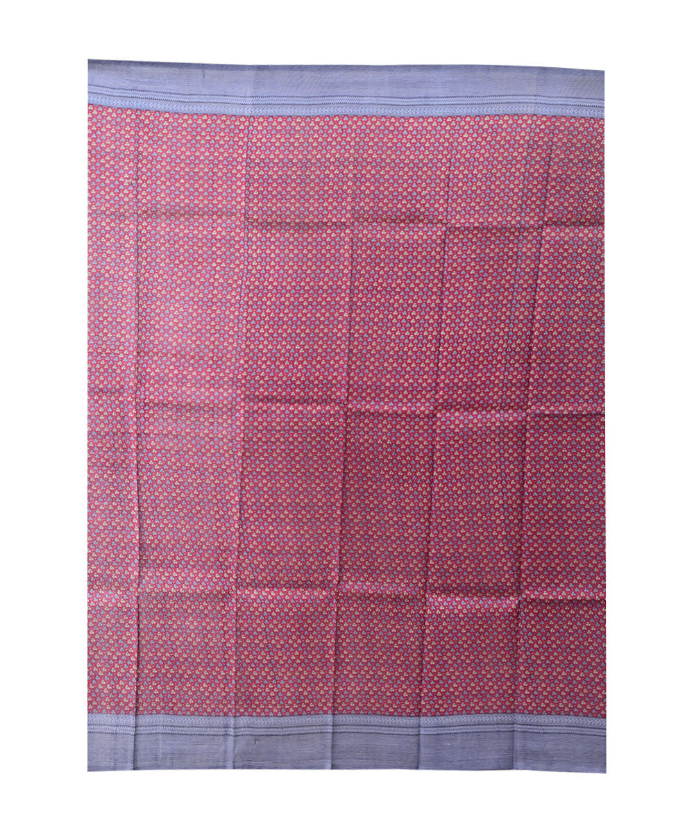 Maroon multicolor hand printed silk saree