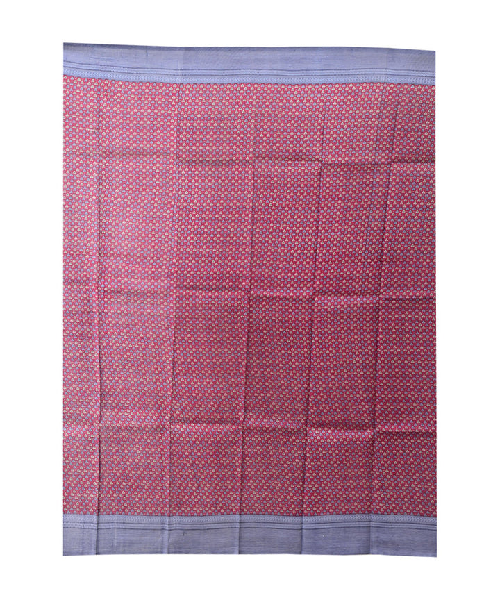 Maroon multicolor hand printed silk saree