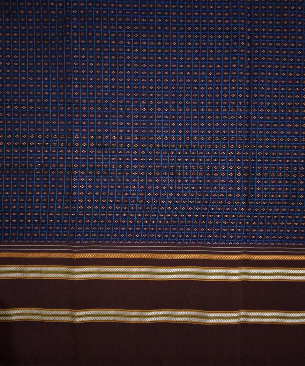 Blue lines with orange motif khun kuppasa fabric