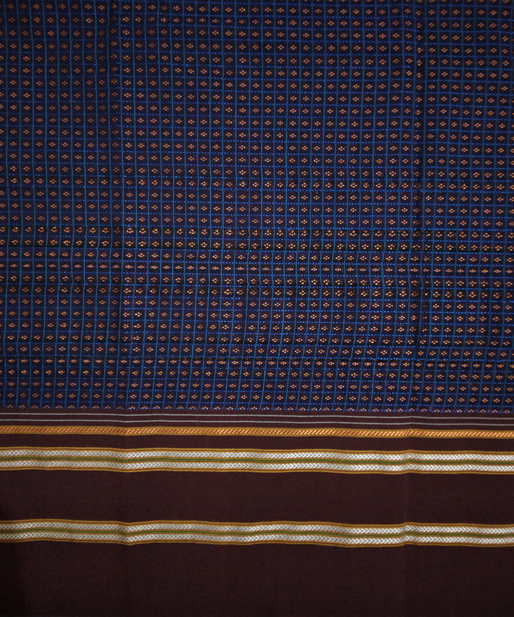 Blue lines with orange motif khun kuppasa fabric