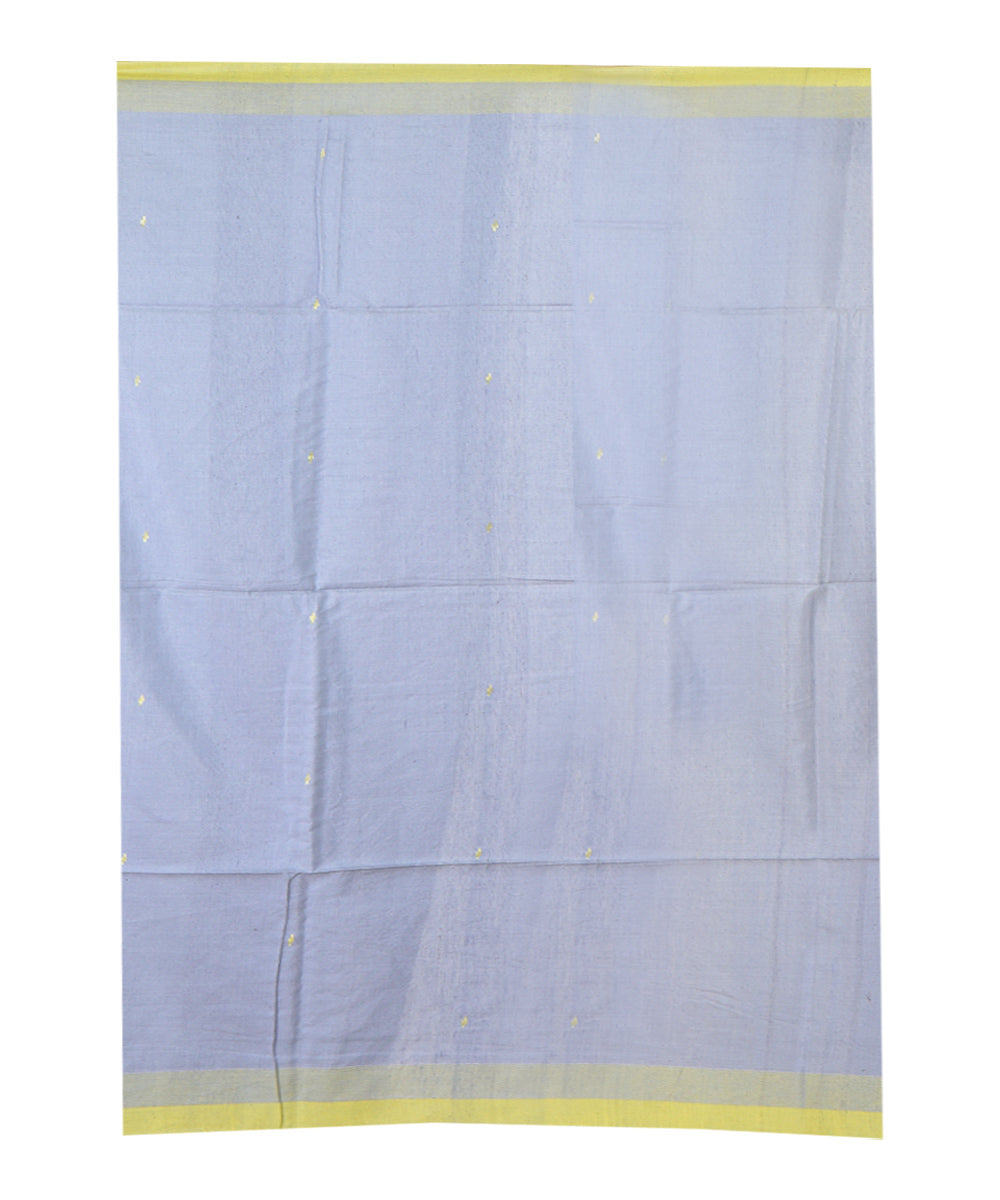 Grey yellow handwoven cotton silk saree