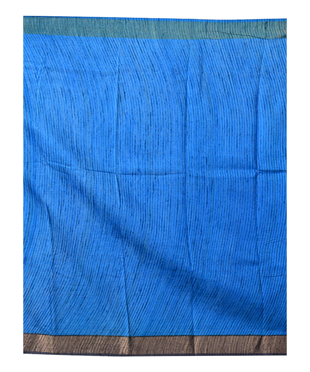 Beige multicolor batik print handprinted tussar silk saree