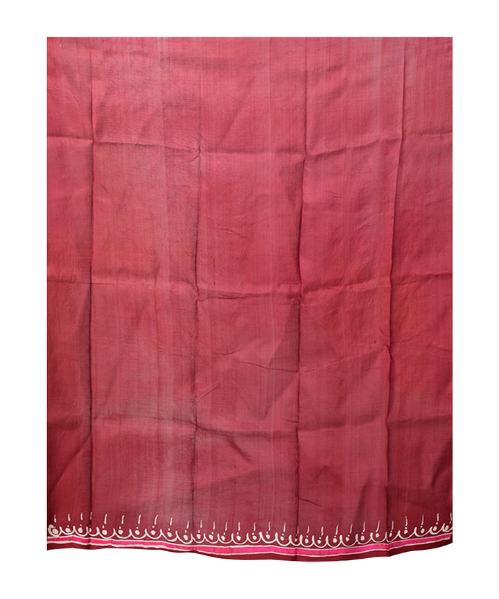 Brown multicolor batik print handprinted silk saree