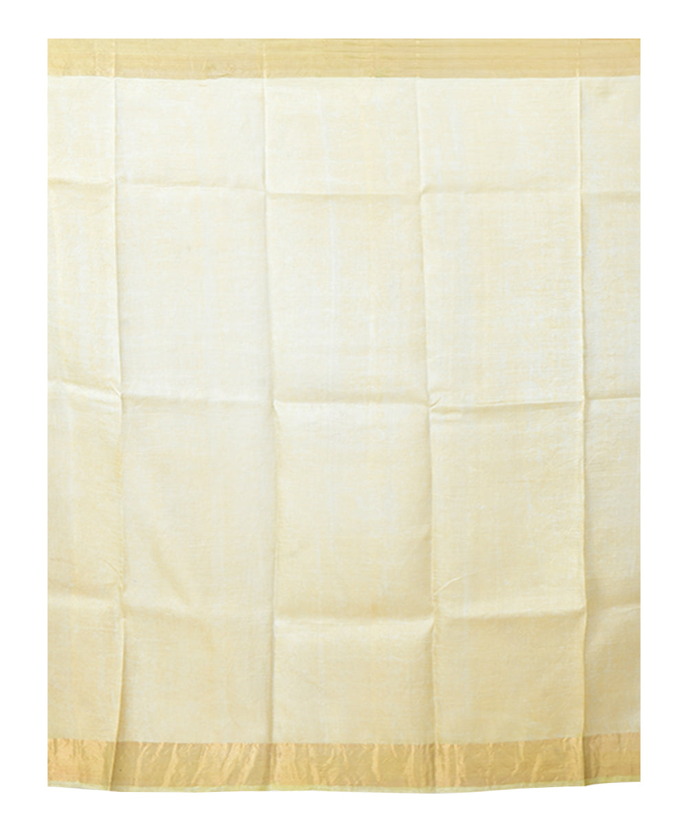 Beige brown  handprinted silk saree