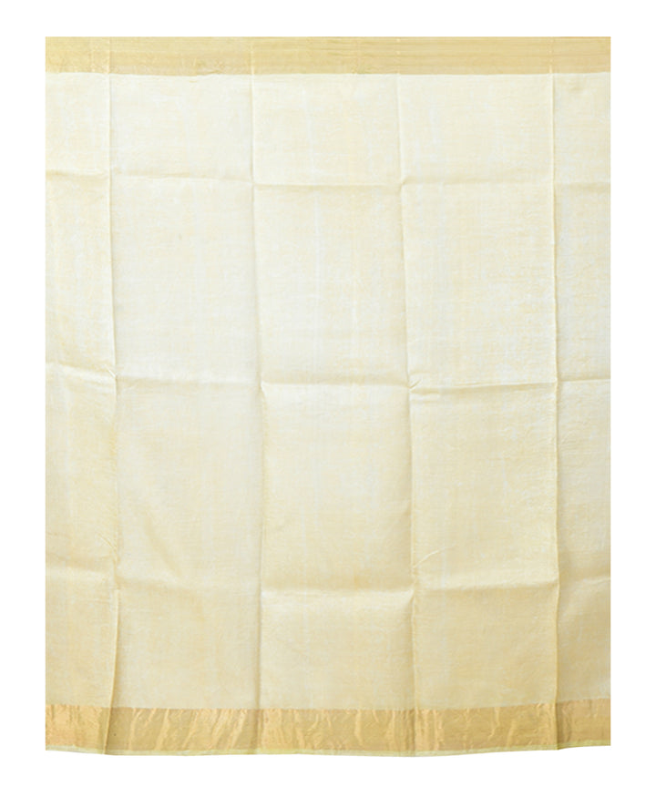 Beige brown  handprinted silk saree