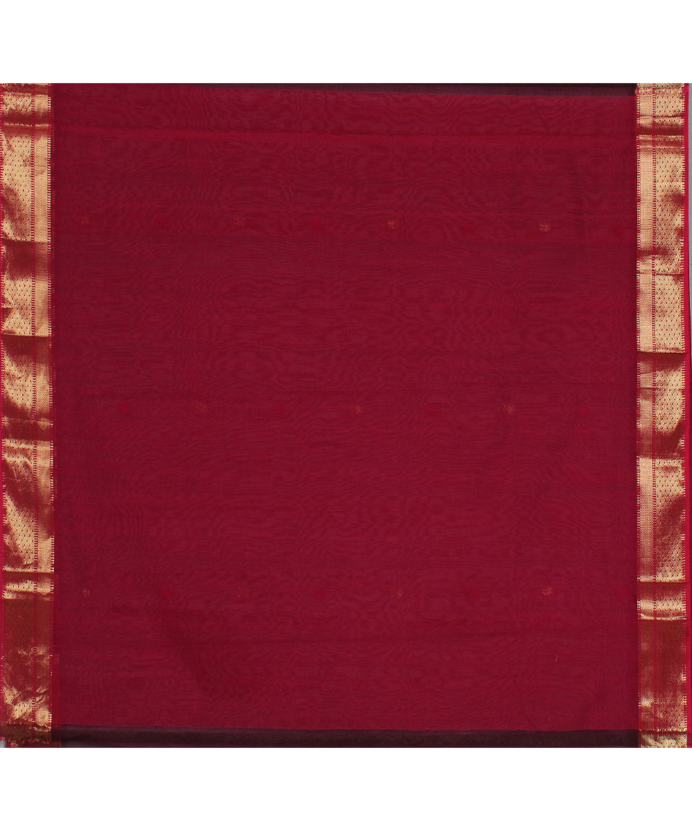 Maroon pink handwoven maheshwari cotton silk saree