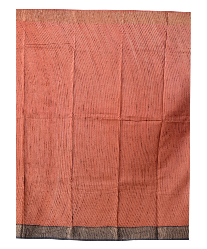 Multicolor cyan blue block print handprinted tussar silk saree