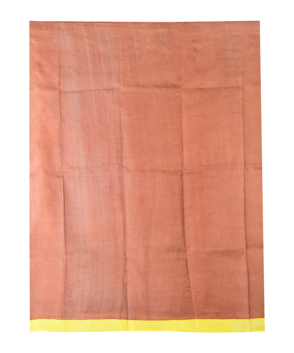 Yellow multicolor hand block printed silk saree