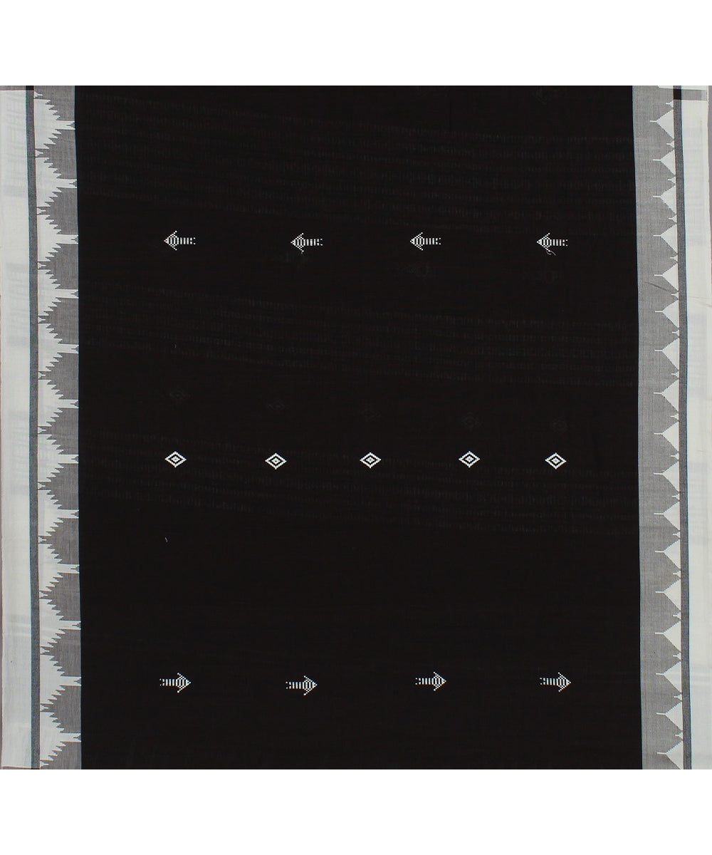 Black white handwoven cotton kotpad saree