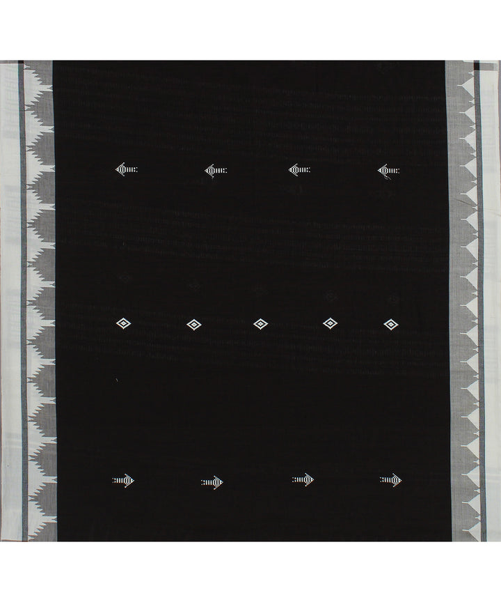 Black white handwoven cotton kotpad saree
