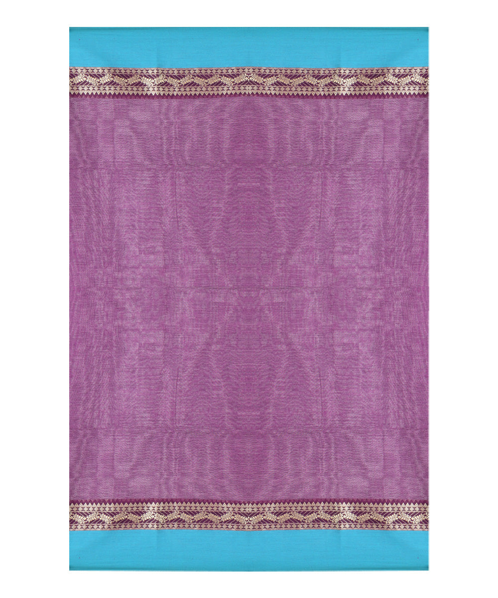 Purple cyan blue handwoven cotton saree
