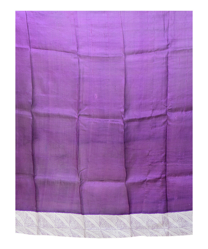 Purple purple block print handprinted silk saree