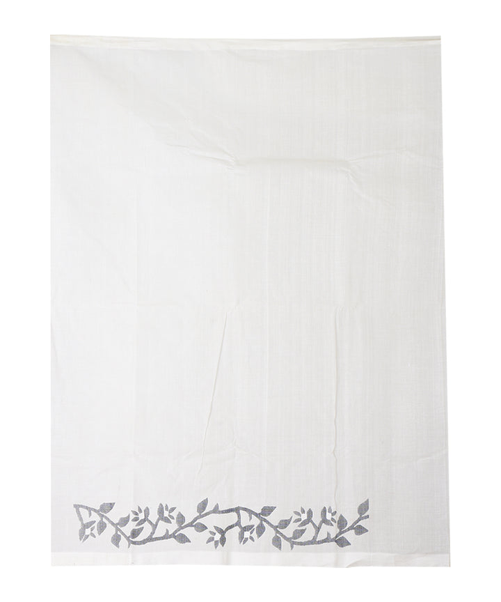 White black handwoven cotton saree