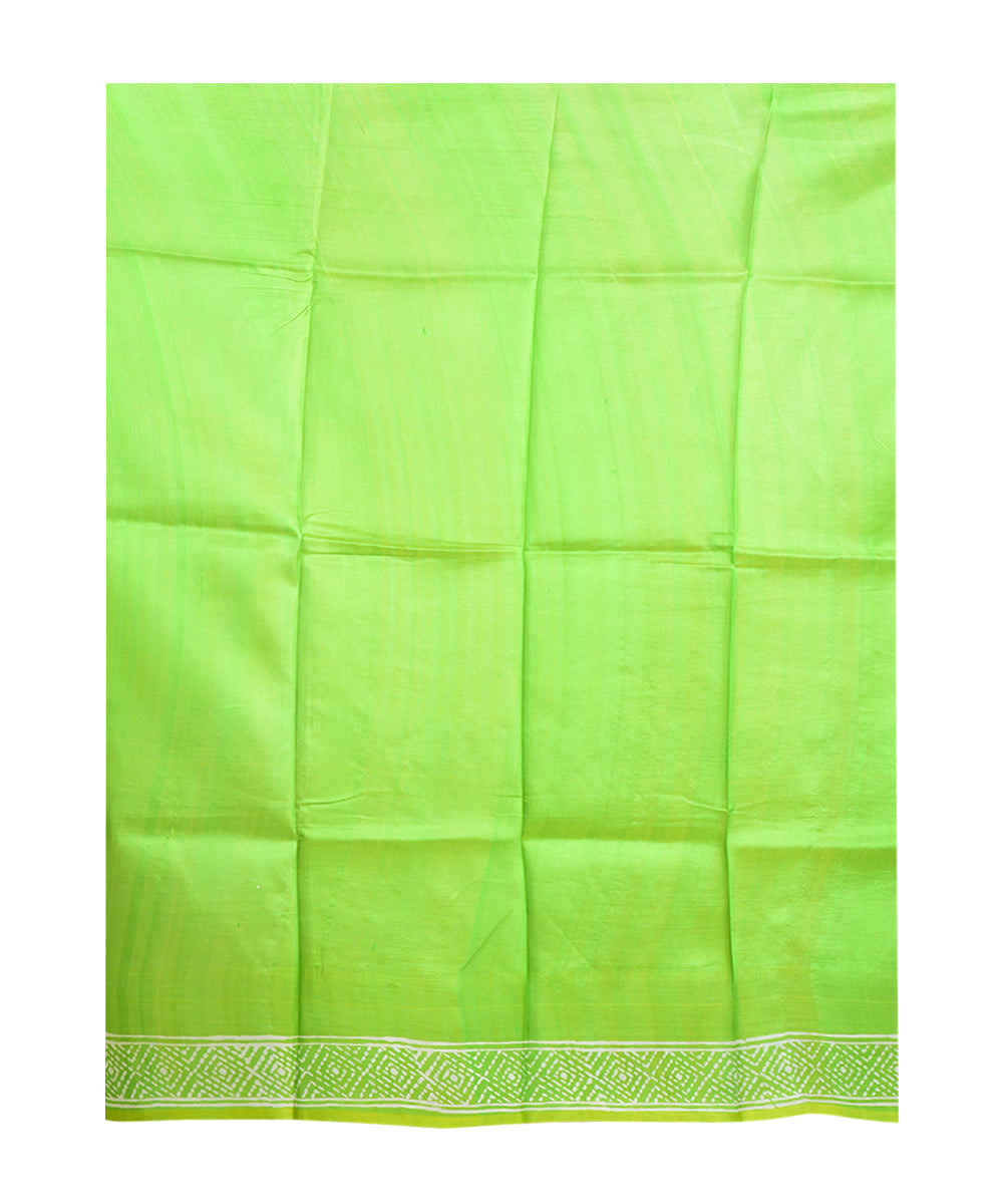 Light green hand printed silk saree